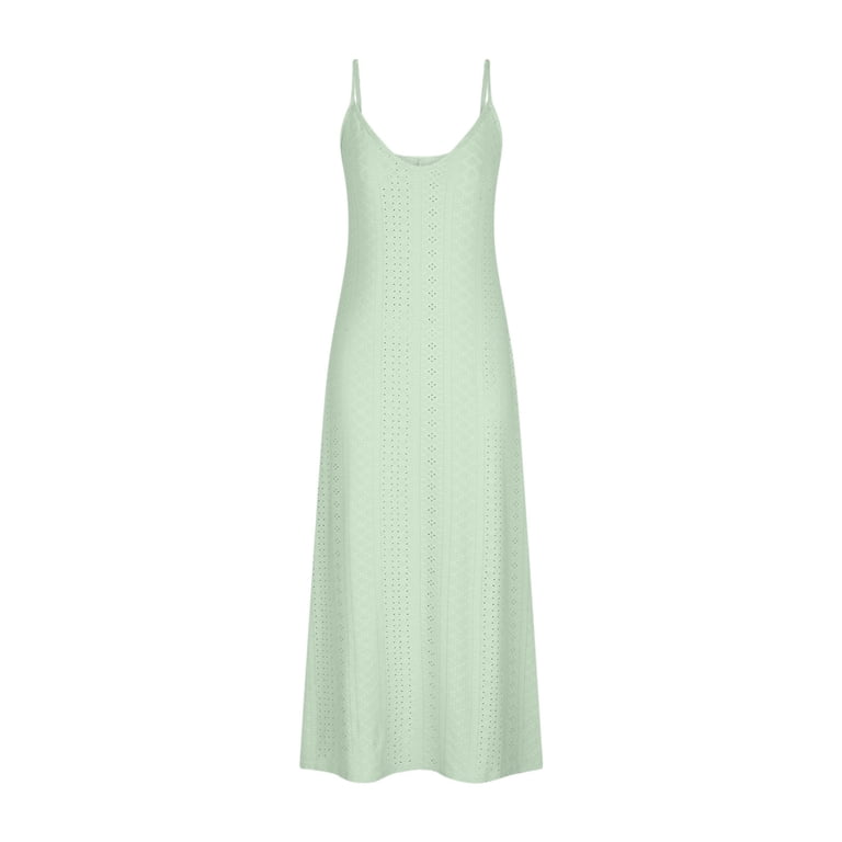 mint green eyelet dress 1940s/50s Mint Green Organdy Eyelet Gown - M main image 1