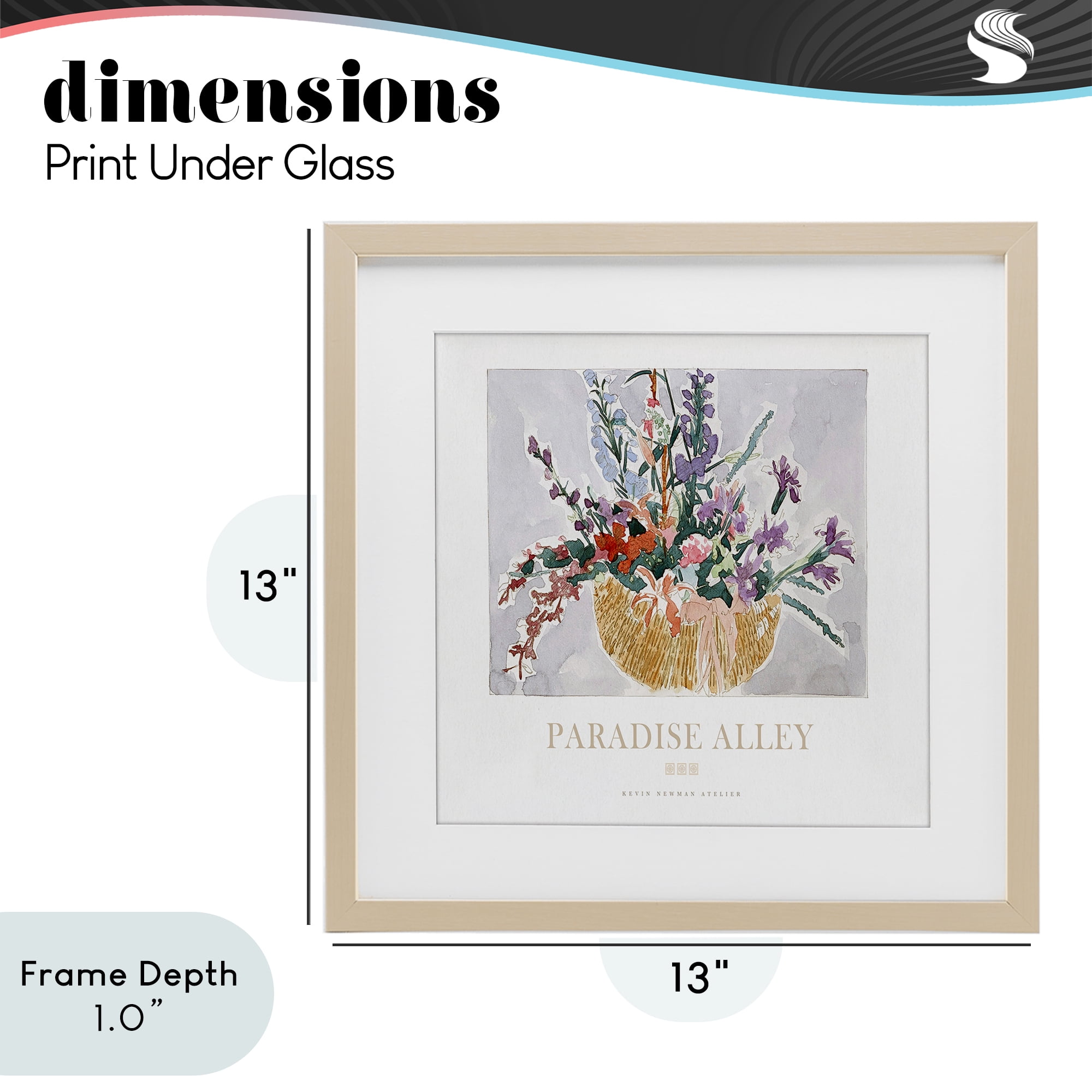 Stupell Industries Paradise Alley Basket of Flowers Birch Framed Print Under Glass, design by Jadei Graphics