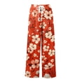 thumbnail image 6 of Dress Pants Women Petite High Waisted Wide Leg Summer Beach Vacation Pants Boho Lounge Casual Palazzo Trousers, 6 of 7