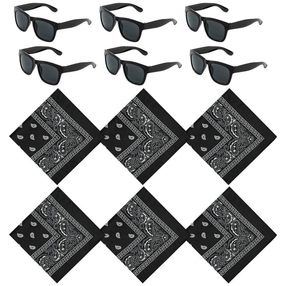 Haooryx Party Accessories Western Bandanas with Sunglasses,12Pack