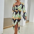 thumbnail image 2 of Vestido de fiesta de otoño con estampado de manga larga y cuello en V de moda sexy para mujer Fridja  NMB5179, 2 of 9