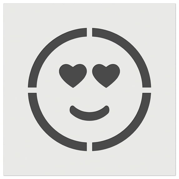Heart Eyes Love Happy Face Emoticon DIY Cookie Wall Craft Stencil - 7.0 Inch