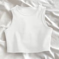 thumbnail image 7 of Gamivast Crop Tank Tops for Women Sleeveless High Neck Ribbed Workout Basic Athletic Camisole Slim Fit Stretchy Y2K Flattering Summer Activewear for Yoga Gym Running White L, 7 of 7