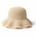 thumbnail image 2 of VBEWZET Kids Hand Straw Bucket Hat, Lace Fringe Wide Brim Protection Sun Hat, Foldable Lightweight Boys Girls Beach Outdoor Vacation Travel Styling Cap Beige One Size, 2 of 4