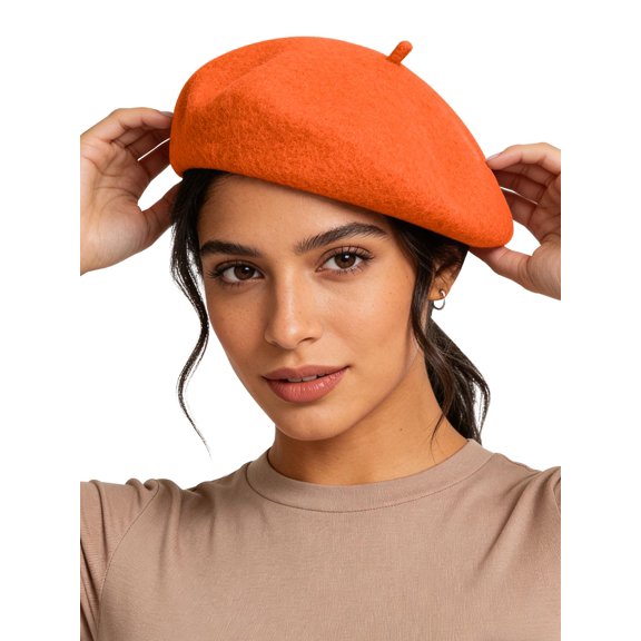 Minzimin Women Beret Hat Wool Vintage French Solid Color Classic Winter Cap