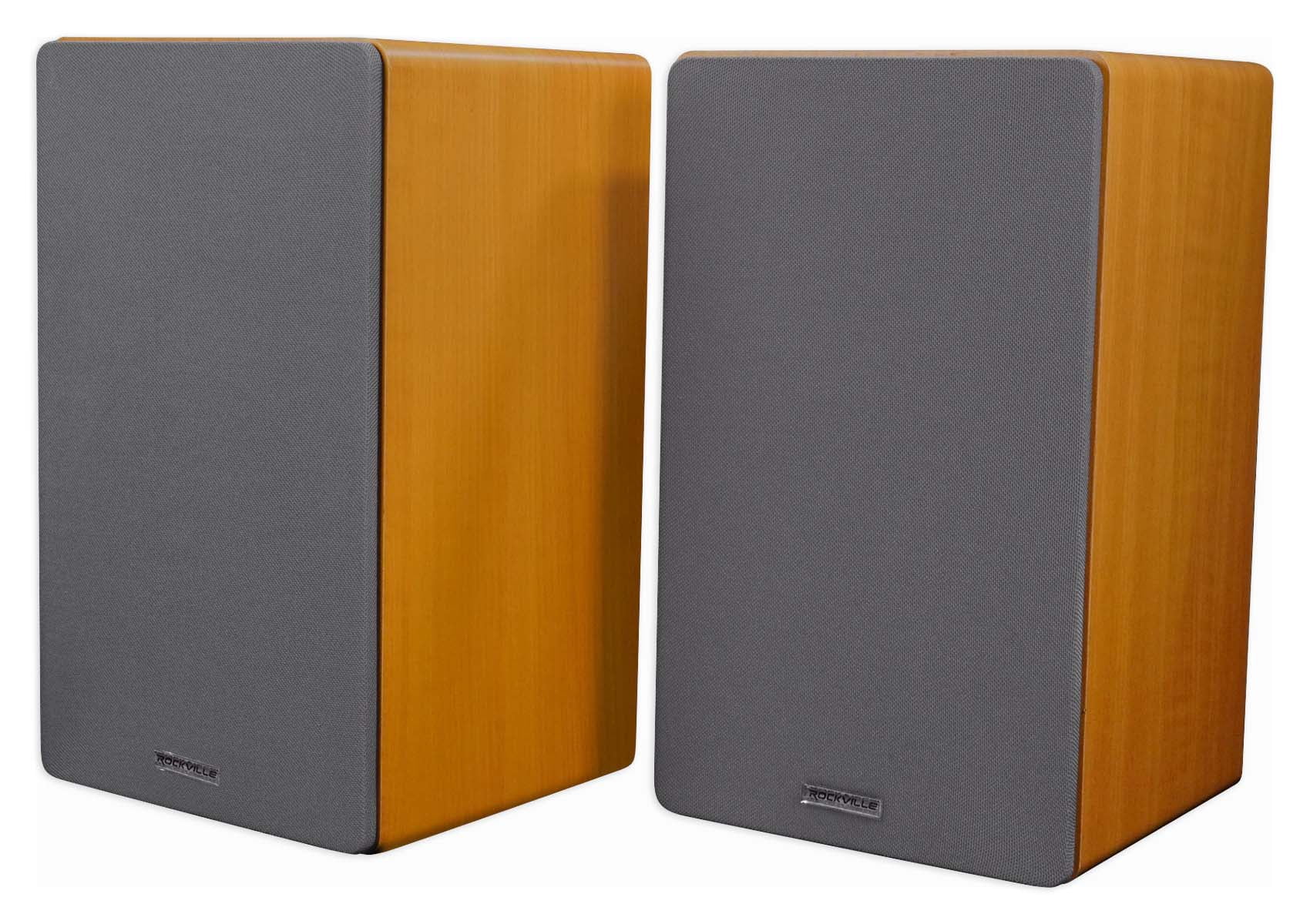 Pair Rockville RockShelf 64C Classic 6.5" Home Bookshelf Speakers w/29" Stands