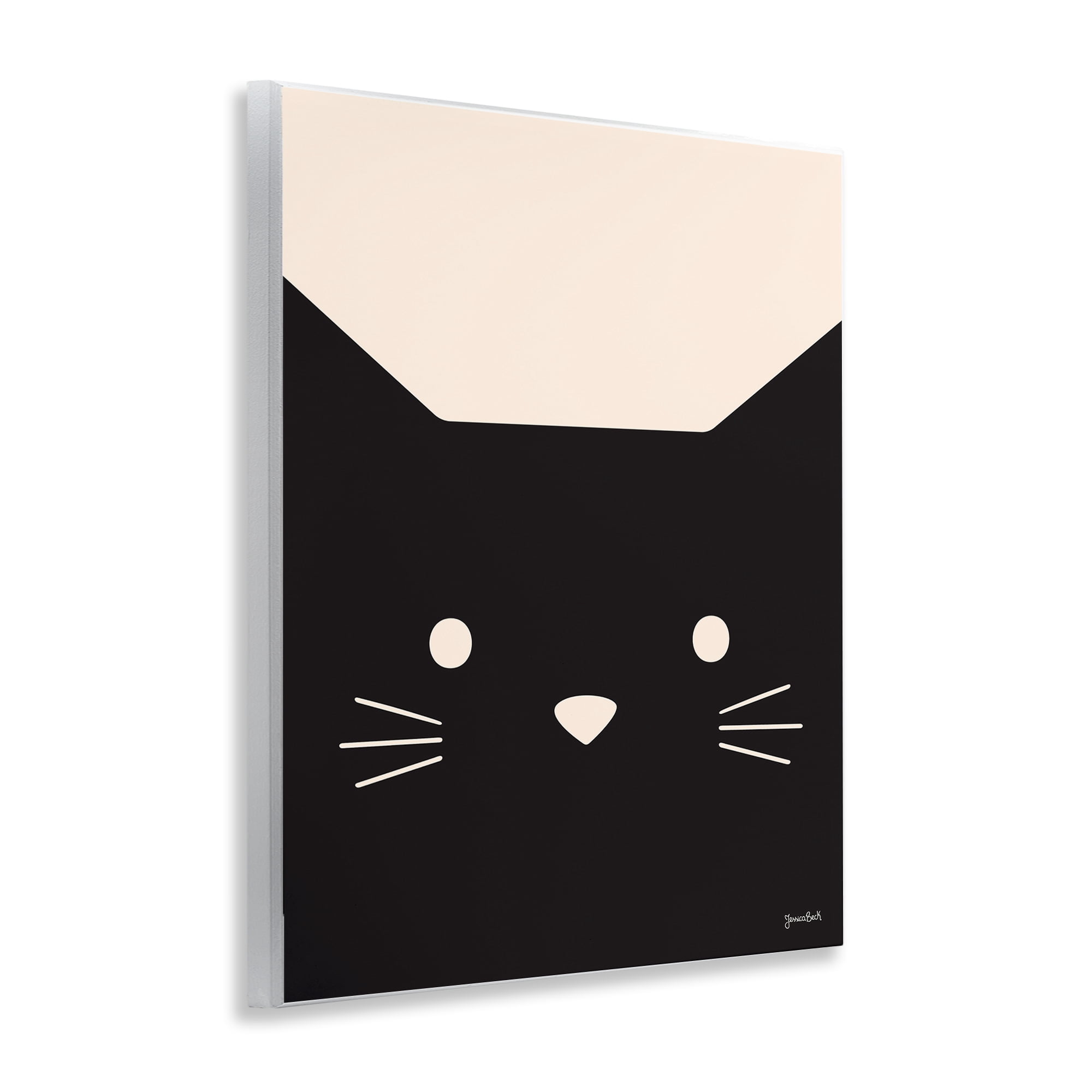Stupell Industries Black Cat Close Up Animals Painting Unframed Art Print Wall Art, 11 x 14