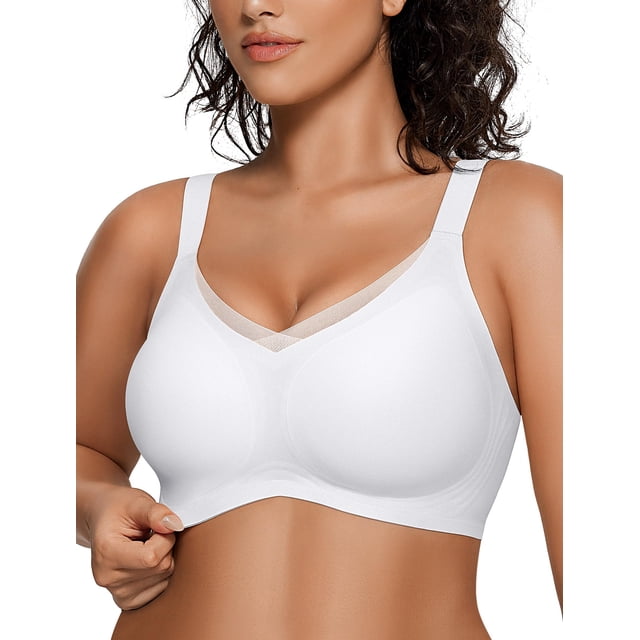 Camiseta Wireless Bra OEAK V Mesh con soporte cómodo, blanca, 2XL