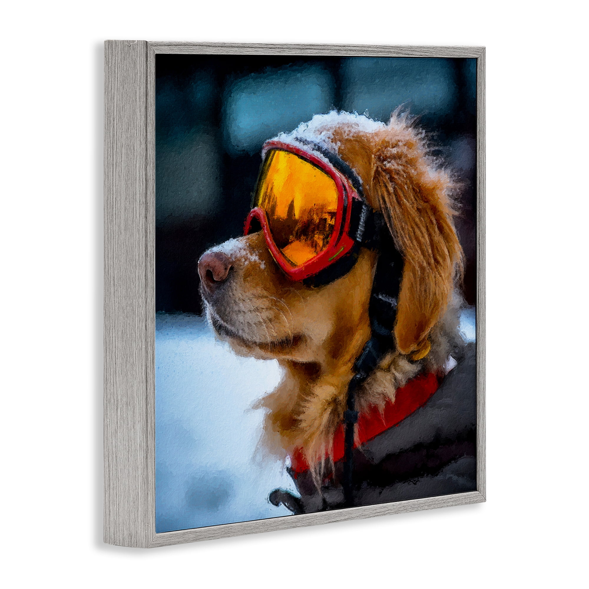 Stupell Industries Ski Goggles Dog Gray Framed Giclee Art, design by Sean Parnell