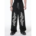 thumbnail image 3 of Men's Goth Y2K Baggy Sweatpants, Tribal Thorn Print Gothic Streetwear Pants, Casual Loose Fit Joggers, 3 of 5