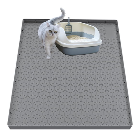 Alfombrilla de silicona impermeable para gatos Jacooxi, 86 x 56 cm, color gris