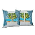 thumbnail image 6 of Ambesonne Colorful Throw Pillow Cover 2 Pack, Tropical Beach Sun, 16", Blue Green, 6 of 6