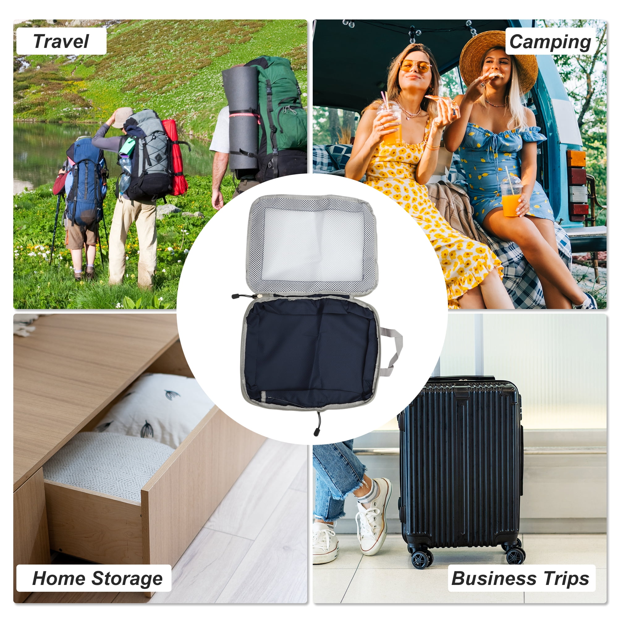 Unique Bargains Durable Mesh Packing Cube 1 Piece Navy Blue 7.87"x4.72"x11.02"