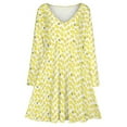 thumbnail image 3 of Watercolor Yellow Fruit Lemon Long Sleeve Dresses For Women Vintage Elegant Party Dress Oversized V-neck Dress S-8XL, 3 of 7