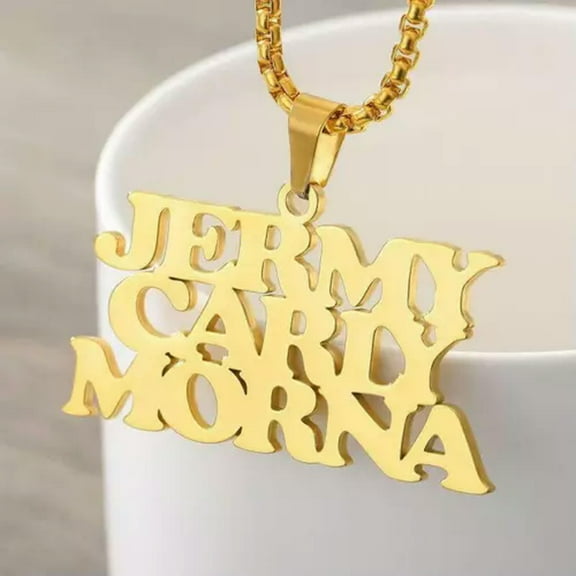 EOEMY Large Pendant Nameplate Custom Name Necklace Bold Chain Men Gift Jewelry