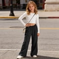 thumbnail image 5 of breaise Girls Linen Pants Summer Beach Lounge Palazzo Trousers Loose Fit Elastic Wide Leg Pants with Pockets, 5 of 9