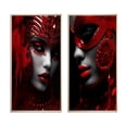 thumbnail image 2 of Designart "Vintage Mystery Scarlet Beauty" Fashion Woman Framed Wall Art Set Of 2 - Glam Red Frame Gallery Set For Office Decor, 2 of 6