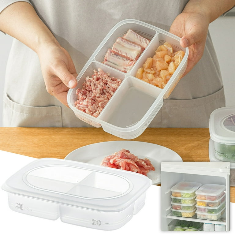 4-compartment Food Containers For Meats & Vegetable With Lids