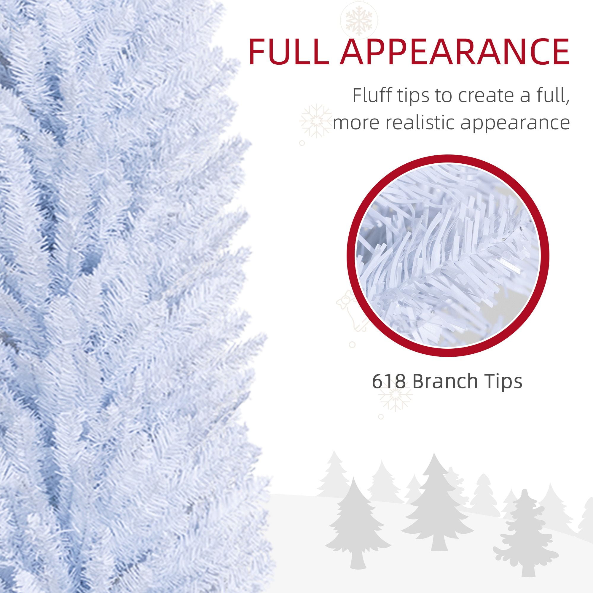 8 ft Skinny Pencil Artificial Christmas Tree with 618 Tips and Plastic Base, Unlit Slim Holiday Tree for Small Rooms and Apartments