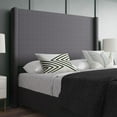 thumbnail image 4 of EMMA + OLIVER Queen Size Wingback Headboard Modern Platform Bed, Gray, 4 of 12