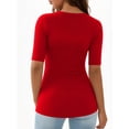 thumbnail image 3 of MOYIKO Womens Half Sleeve Tops Scoop Neck Slim Fitted Basic Tee Shirts 2026 Trendy Casual Clothes, 3 of 7