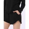 thumbnail image 5 of DARING DIVA Women's Long Sleeve Elastic Waistband Top and Shorts Lounge Set XS Black, 5 of 7