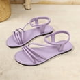 thumbnail image 6 of Caywon Women Strappy Sandals, Elastic Ankle Strap Flat, Open Toe Slip On Summer, Comfortable Ladies Beach Shoes Sandalias Mujer, 6 of 7