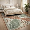 thumbnail image 3 of ODIKA 8'x10' Washable Area Rug Boho Jungle Motif With Palm Frond Accents Snake Tropical Aesthetic Playful for Dining Room, Large Office, Lounge, Non-Slip Chair-Friendly Mat, 3 of 7
