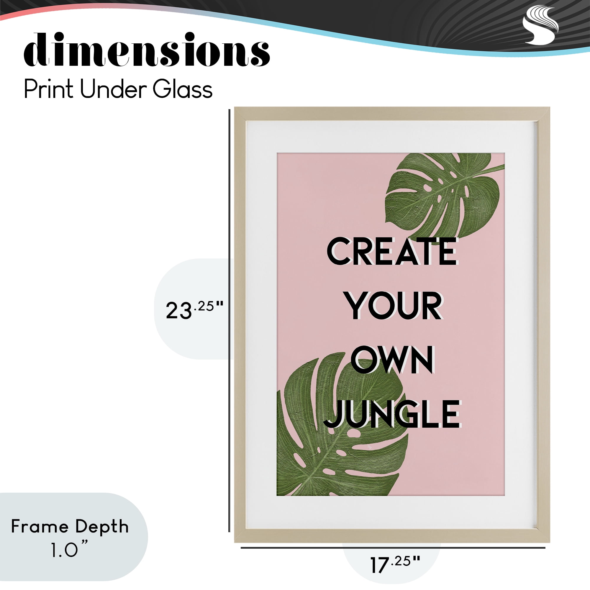 Stupell Industries Create Your Own Jungle Birch Framed Print Under Glass, design by Martina Pavlova