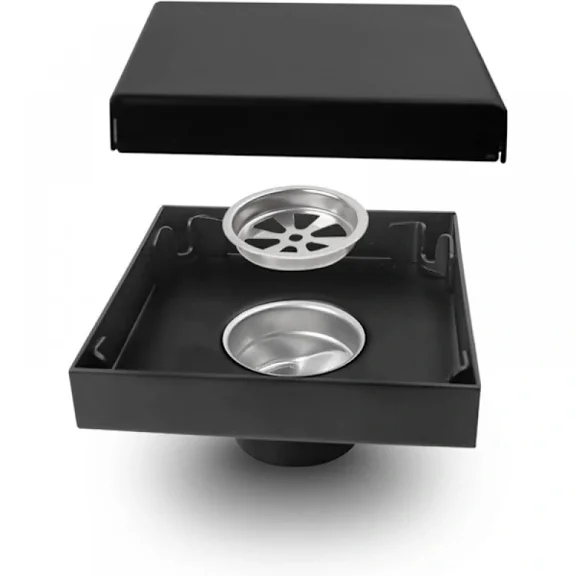 10cm×10cm Stainless Steel Floor Drain, Black Square Floor Drain,