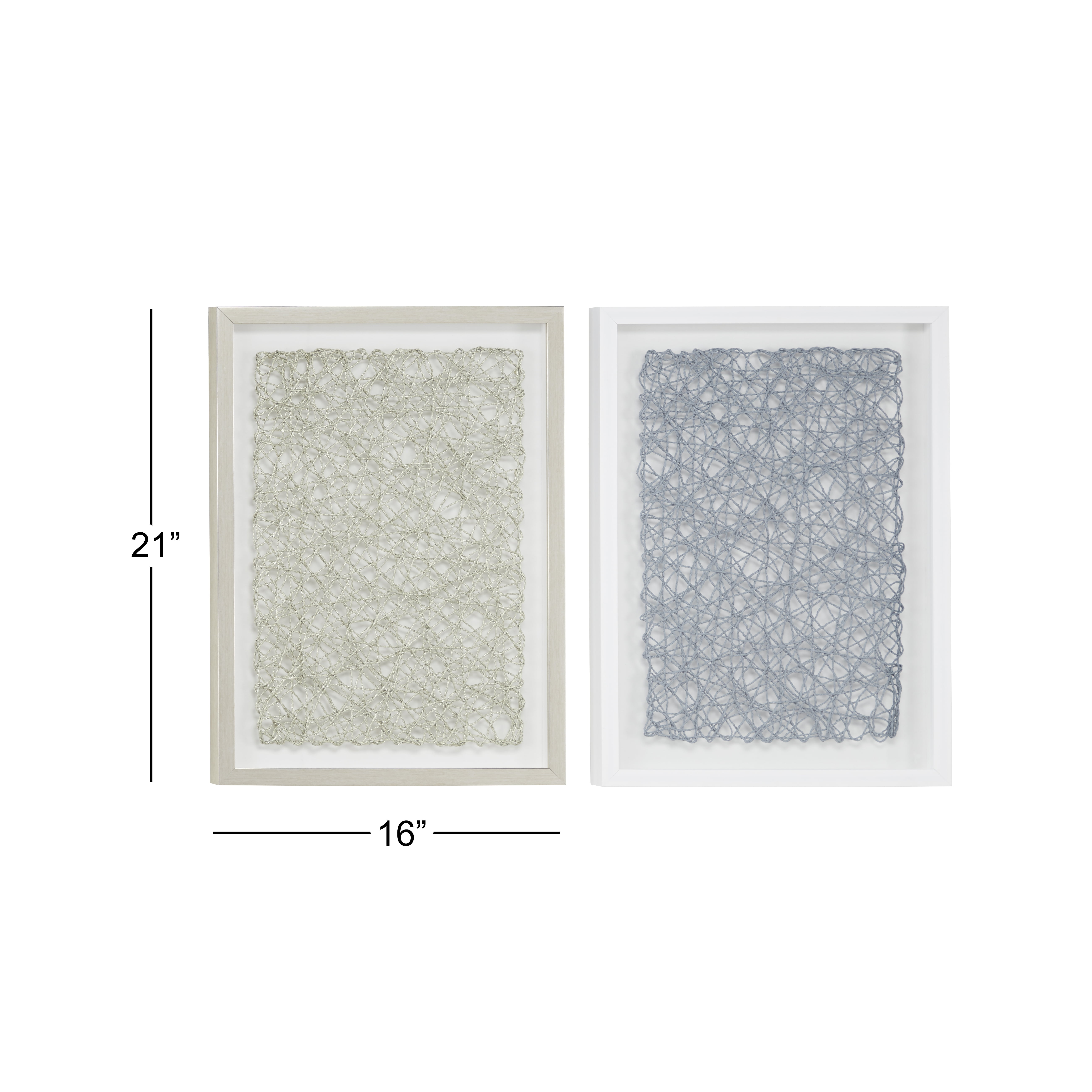 Decmode 16” x 21.5” Silver & Gray Abstract String Art Shadow