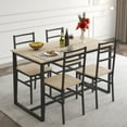 thumbnail image 2 of 5 Piece Dining Set, Dining Table Set for 4, Modern Dining Room Table Set with 4 Chairs, Table and Chairs Set with Wooden Tabletop and Metal Frame, for Kitchen, Living Room, Restaurant, D6111, 2 of 12