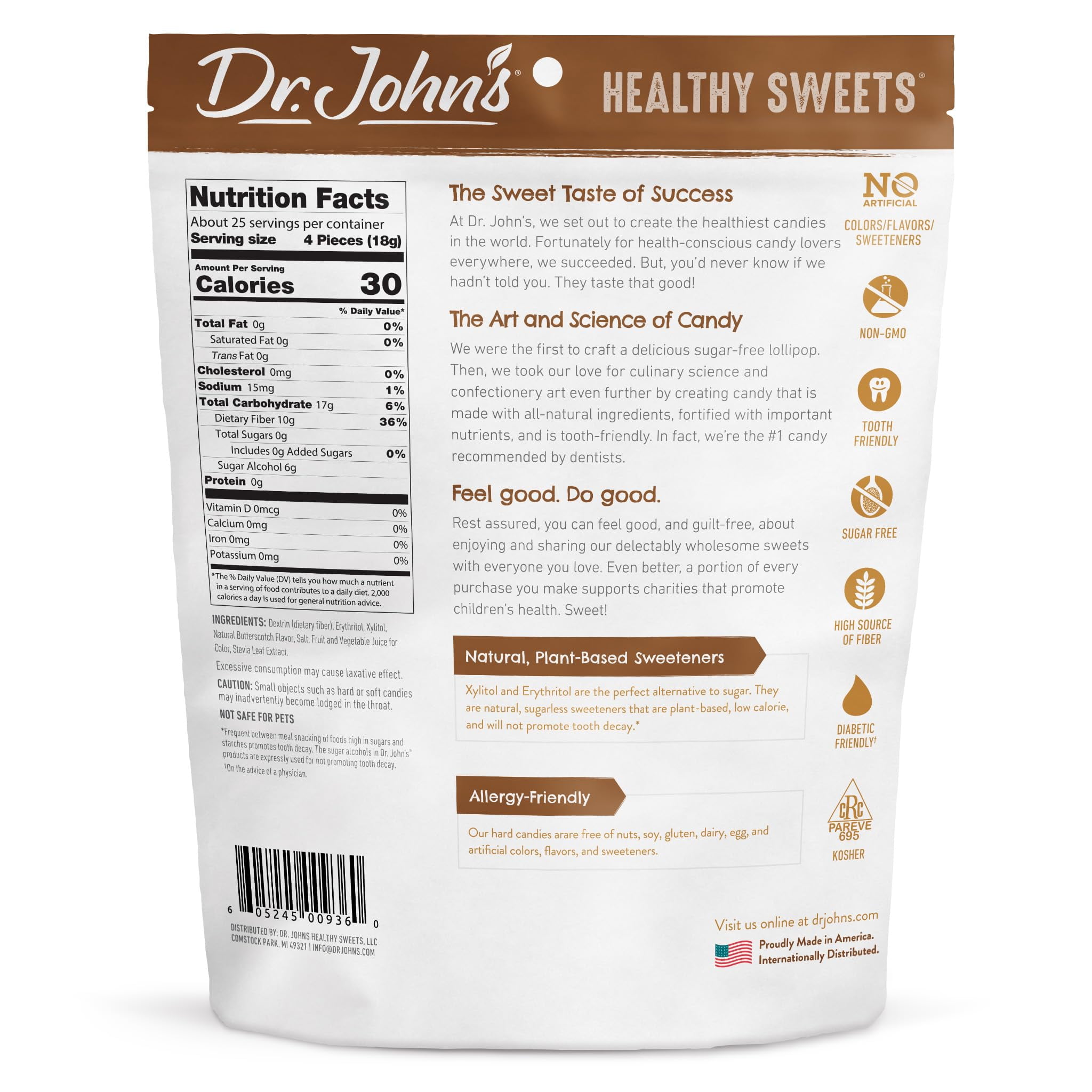 Dr. John’s Sugar Free BCF26 Candy, Healthy Hard Candy with Zero Sugar, Low Calorie Snacks, Keto Friendly, Vegan, Gluten Free, Butterscotch Flavor, 100 Count, 1 LB