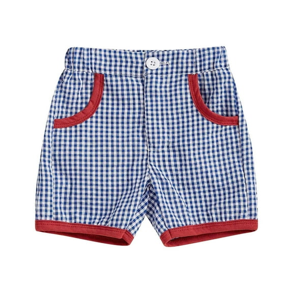 Tkrady Toddlers Shorts for Boys Summer Casual Elastic Waist Shorts Plaid Pattern Pants, Sizes 1-4 Years