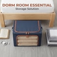 thumbnail image 5 of 4 Pack 66L Clothes Storage Bins with Metal Frame, Foldable Organizer Box with Clear Window and Handles for Closet, 20x16x13 inch, Blue, 5 of 9