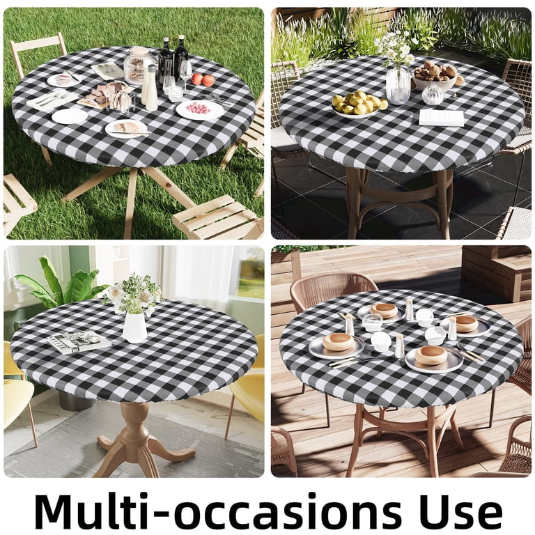 decorUhome Buffalo Plaid Round Fitted Tablecloth photo 6