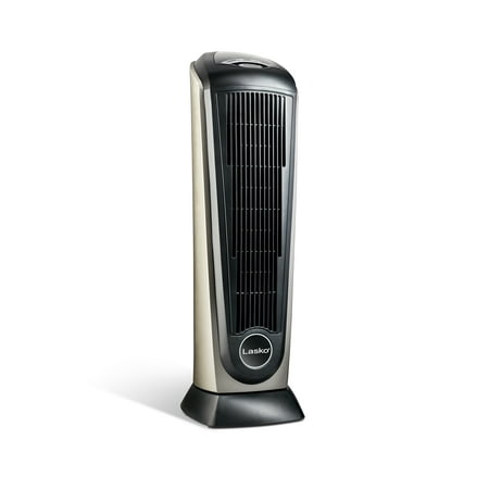 Lasko - Portable Ceramic Tower Space Heater with Remote Control - Black/Silver
