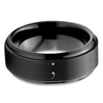 thumbnail image 2 of Tungsten Semicolon Punctuation Mark Symbol Band Ring 8mm Men Women Comfort Fit Black Step Bevel Edge Brushed Polished, 2 of 4