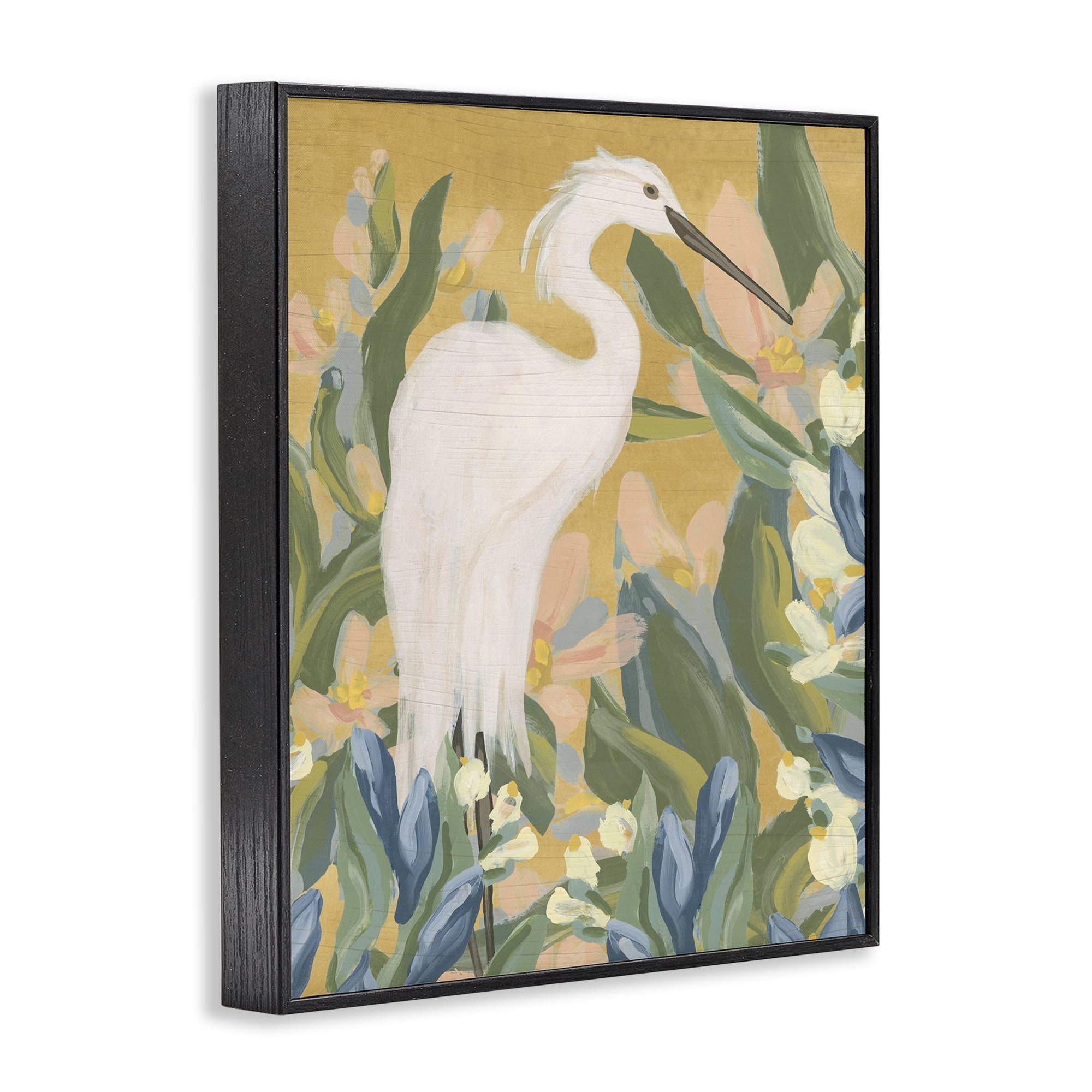 Stupell Industries Egret & Lake Vegetation Animals & Insects Painting Black Framed Art Print Wall Art, 11 x 14