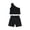 Black, variant on Toddler Baby Girl 1 Shoulder Tank Top Vest Shorts Brown Two Piece Outfit Set Casual Summer Clothes 4T