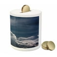 thumbnail image 3 of Night Sky Piggy Bank, Celestial Photo Big Full Moon and Fluffy Clouds Majestic Dramatic Idyllic, Ceramic Coin Bank Money Box for Cash Saving, 3.6" X 3.2", Dark Blue White, by Ambesonne, 3 of 4