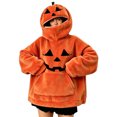 thumbnail image 4 of Womens Jack O Lantern Halloween Hoodie Oversized Plush Fleece Sweatshirt Full Zip Face Pumpkin Pullover Costume Sweater for Fall Casual Party Wear Pocket, 4 of 6