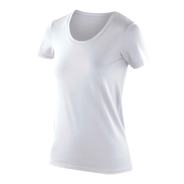 Spiro - Camiseta de manga corta elástica de tacto suave modelo Softex para mujer (Blanco)