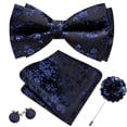 thumbnail image 1 of Conjunto de Corbatín Barry.Wang Floral Azul Marino y Negro en Seda, 1 of 7