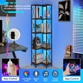 thumbnail image 6 of Small Styles Corner Bookshelf, 5 Tier Industrial Style Design Corner Shelf with Metal Frame and Open Shelves for Living Room, Bedroom, Study, Flamed Color, 6 of 9