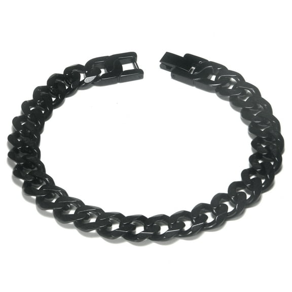 Black Titanium 10MM Curb Link Bracelet 8.5"