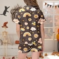 thumbnail image 4 of Gelikeya Pajamas Set Bee Festival Button Down Satin Short Sleeve Top and Shorts Set World Bee Day Nightgown Loungewear (Toddlers, 031-Brown, 2-3 Years), 4 of 5