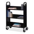 thumbnail image 6 of Lorell Single Sided Steel Book Cart 3 Shelf Round Handle 5" Caster Size - Steel 32"x14"x46" Black, 6 of 7