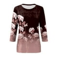 thumbnail image 4 of IROINNID On Sale Polyester Long Sleeve T Shirt for Women Comfortable Printed T-shirt Blouse Round Neck Tops,Burgundy, 4 of 4