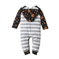 thumbnail image 2 of Gureui Toddler Baby Girls Boys Halloween Jumpsuit Printed Stripe Hooded Long Sleeves Rompers, 2 of 8